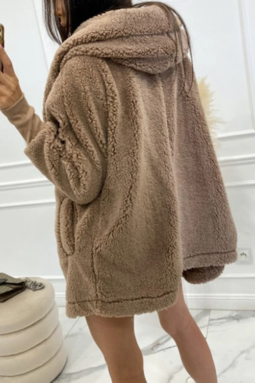 Nonnadress Plush loose hooded jacket top
