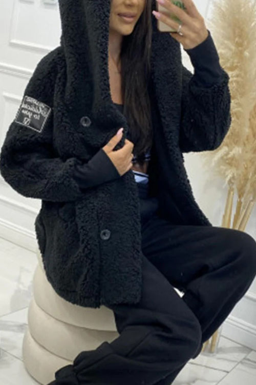 Nonnadress Plush loose hooded jacket top