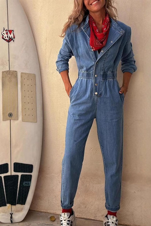 Nonnadress Personalized street pockets washed foot jumpsuit