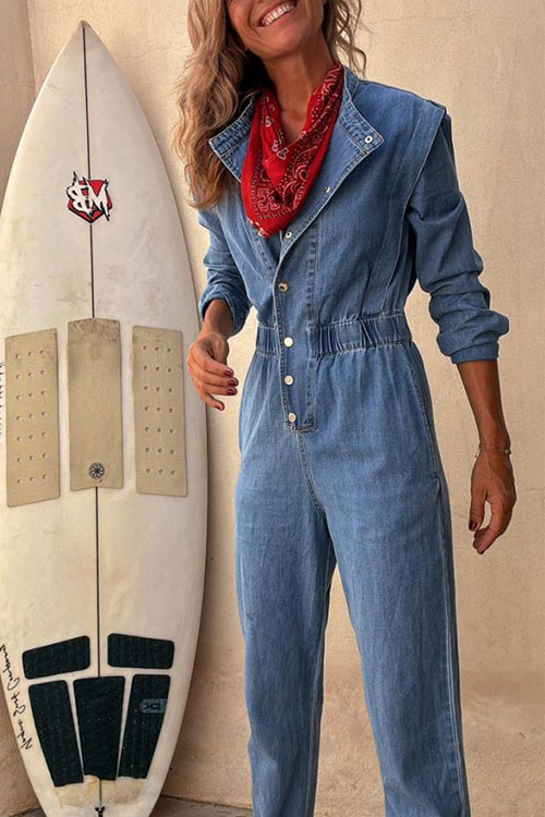 Nonnadress Personalized street pockets washed foot jumpsuit