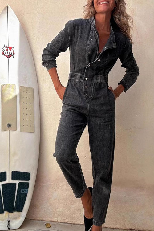 Nonnadress Personalized street pockets washed foot jumpsuit