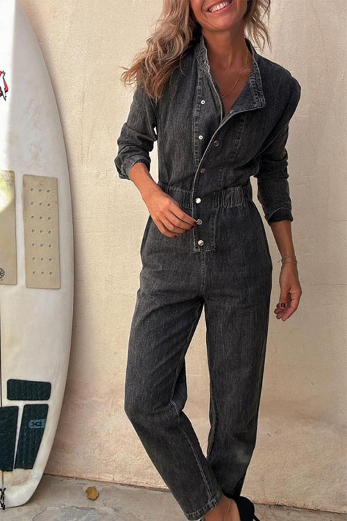 Nonnadress Personalized street pockets washed foot jumpsuit