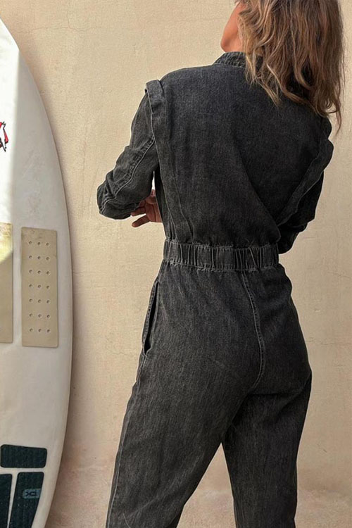 Nonnadress Personalized street pockets washed foot jumpsuit