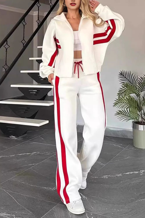 Nonnadress  Y2K striped zipper top jacket casual sports suit