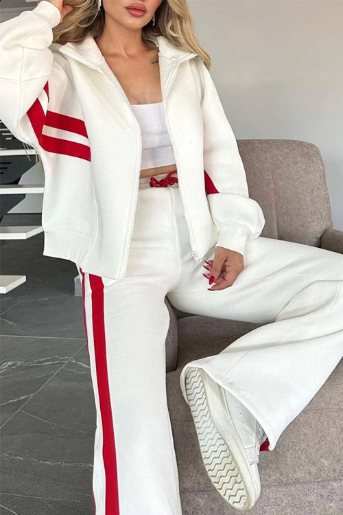 Nonnadress  Y2K striped zipper top jacket casual sports suit