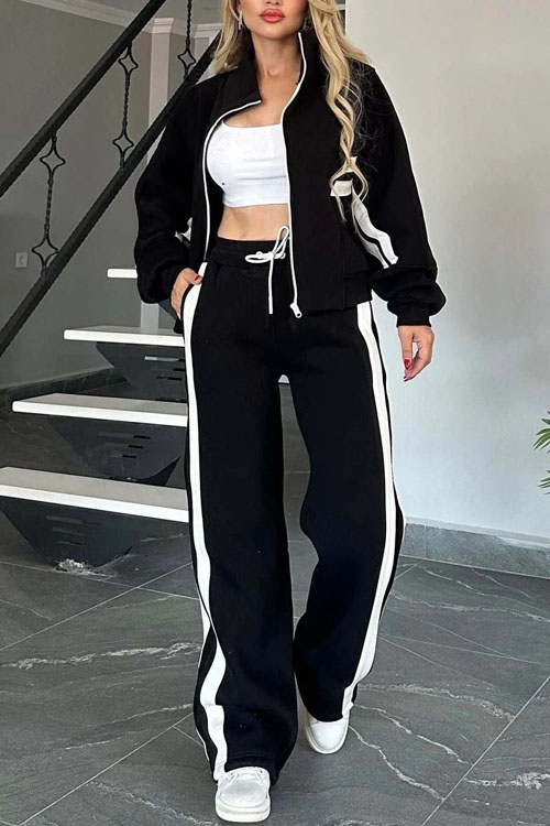 Nonnadress  Y2K striped zipper top jacket casual sports suit