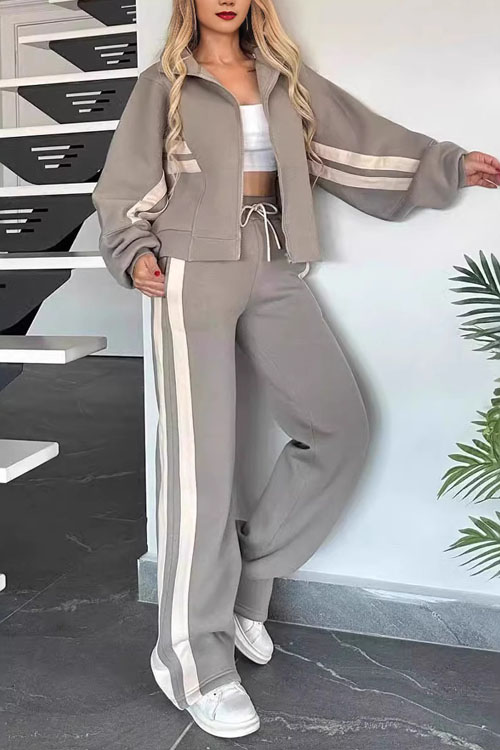 Nonnadress  Y2K striped zipper top jacket casual sports suit