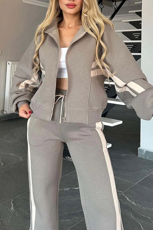 Nonnadress  Y2K striped zipper top jacket casual sports suit