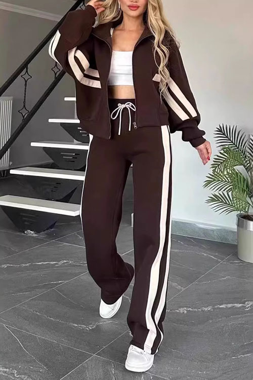 Nonnadress  Y2K striped zipper top jacket casual sports suit