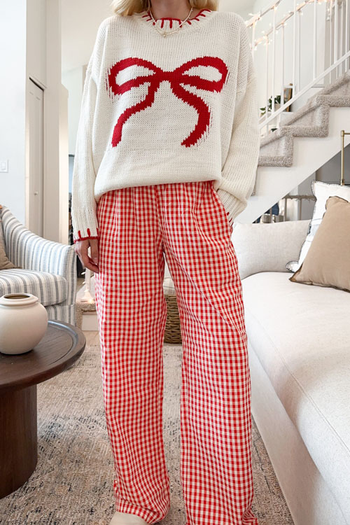 Nonnadress  round neck bow knitted sweater