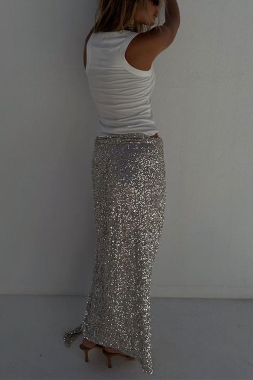 Nonnadress  Party wrap sequined slit skirt