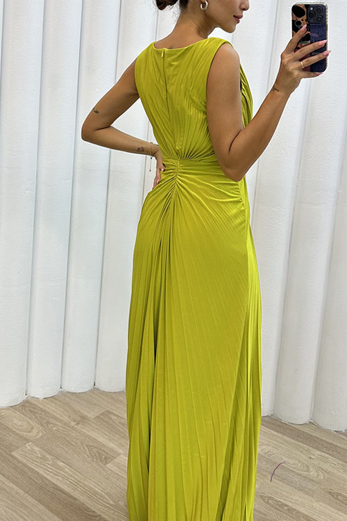 kathiadress  Pleated slit fashionable evening dress