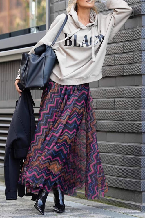 Nonnadress  Casual printed large hem mesh skirt