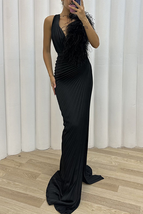 kathiadress Party pleated zippered hem dress