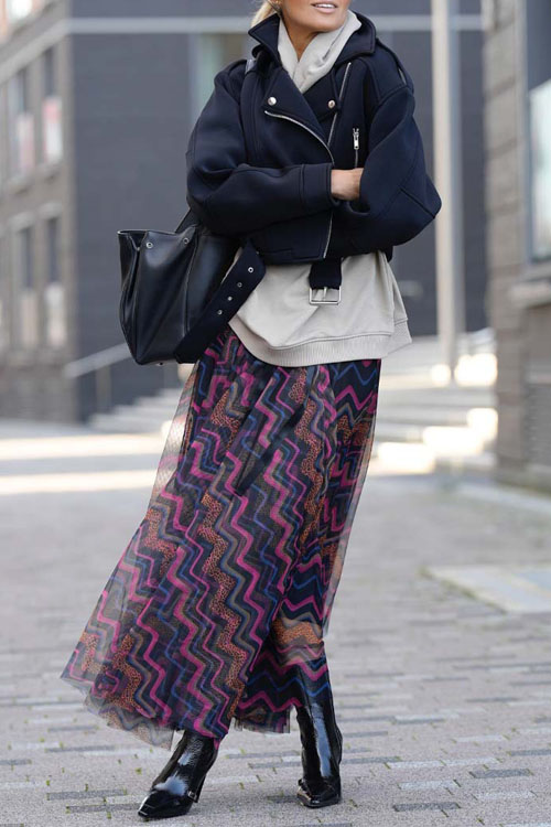 Nonnadress  Casual printed large hem mesh skirt