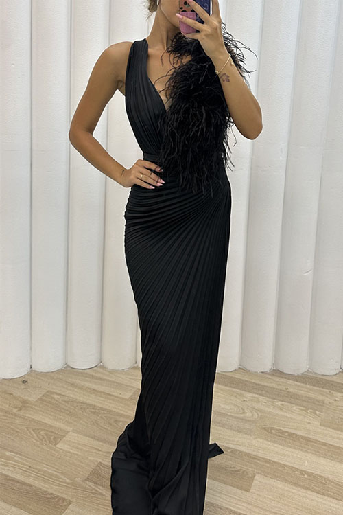 kathiadress Party pleated zippered hem dress