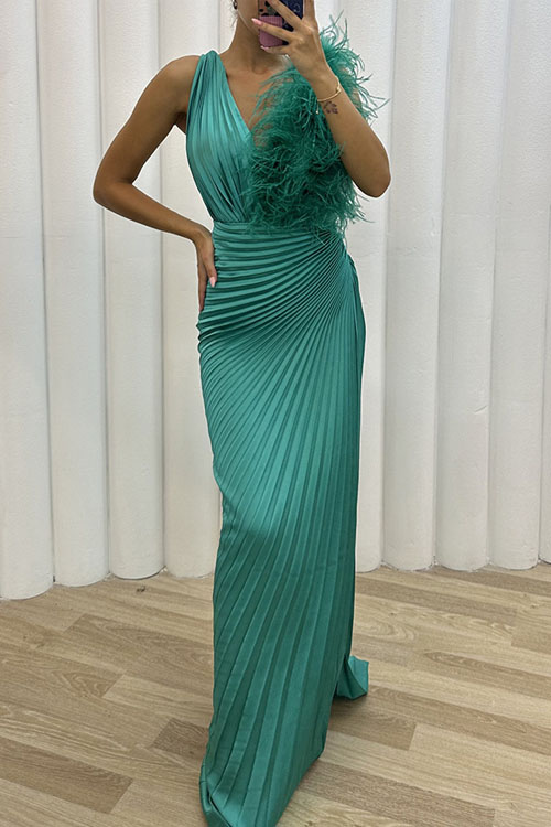 kathiadress Party pleated zippered hem dress