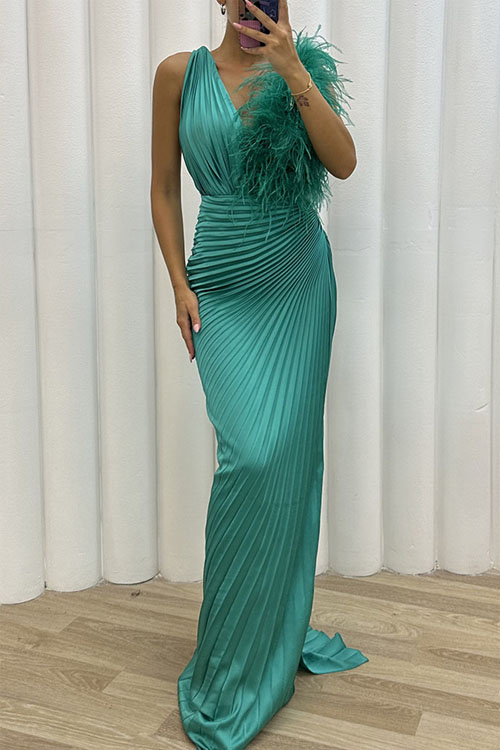 kathiadress Party pleated zippered hem dress