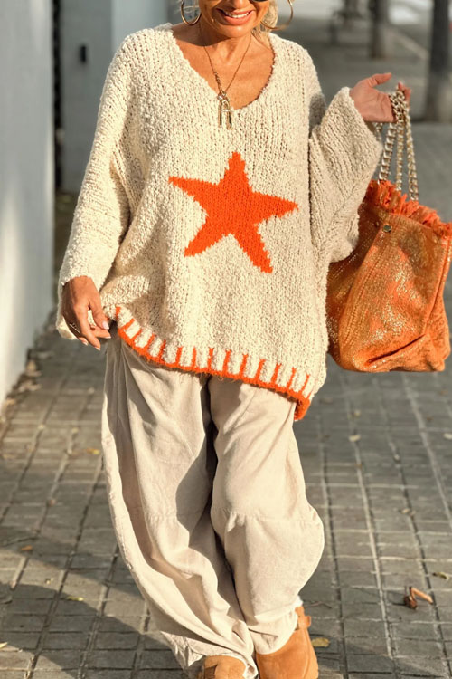 Nonnadress  Valentine's Day Five-Pointed Star Knitted Sweater