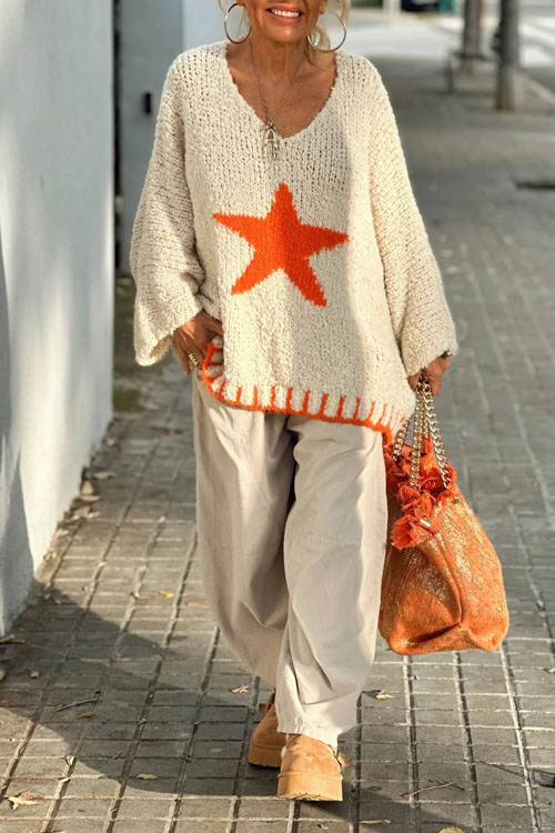 Nonnadress  Valentine's Day Five-Pointed Star Knitted Sweater