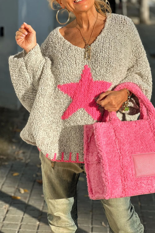 Nonnadress  Valentine's Day Five-Pointed Star Knitted Sweater