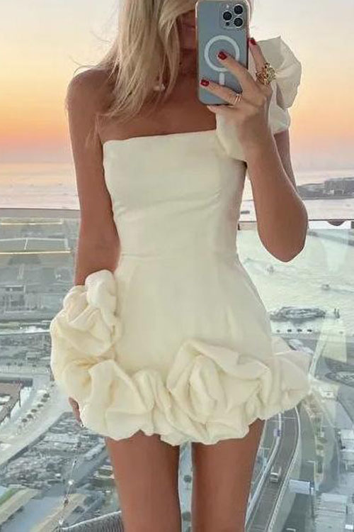 Kathiadress ruffled flower bud waist dress