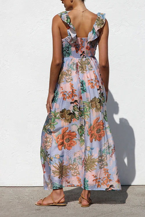 Nonnadress Printed lace suspender resort beach dress