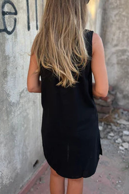 Nonnadress Cotton Linen Loose Casual Sleeveless Shirt Dress