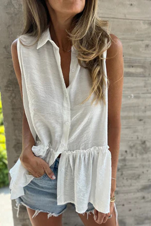 Nonnadress Lapel Button Down Pleated Ruffle Holiday Shirt