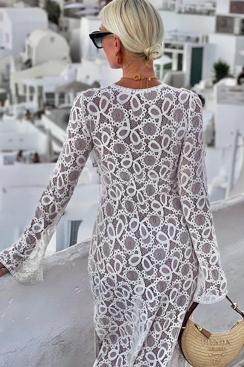 Nonnadress Loose Long Sleeve Sheer Tie Dress