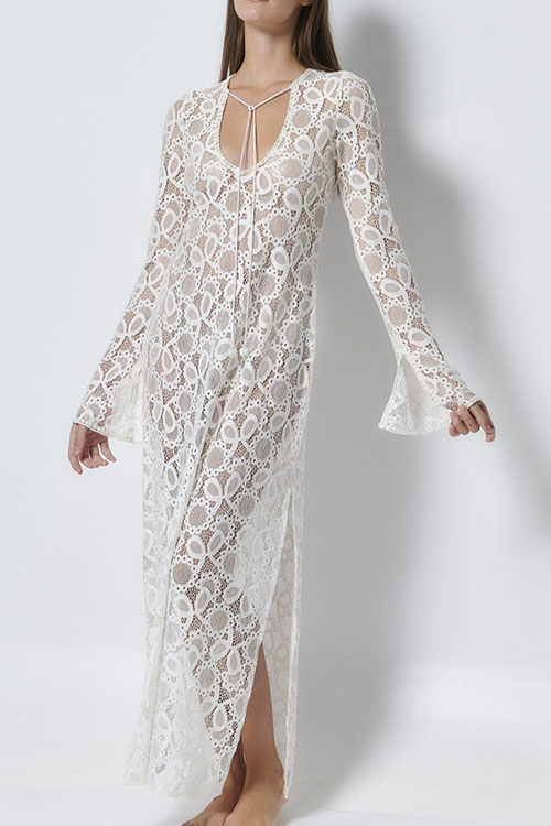 Nonnadress Loose Long Sleeve Sheer Tie Dress