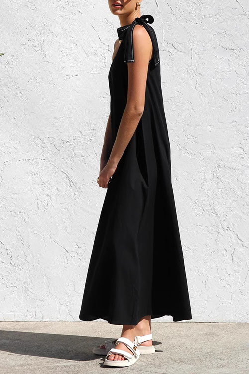 Nonnadress Lace-up Elegant Slant Shoulder Dress