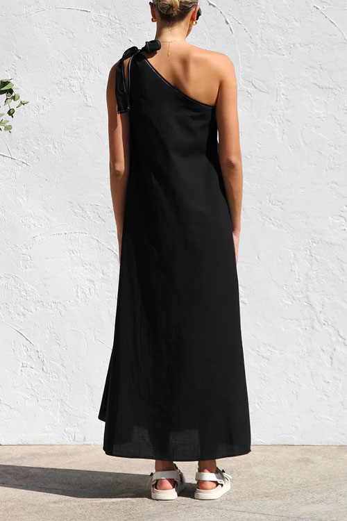 Nonnadress Lace-up Elegant Slant Shoulder Dress