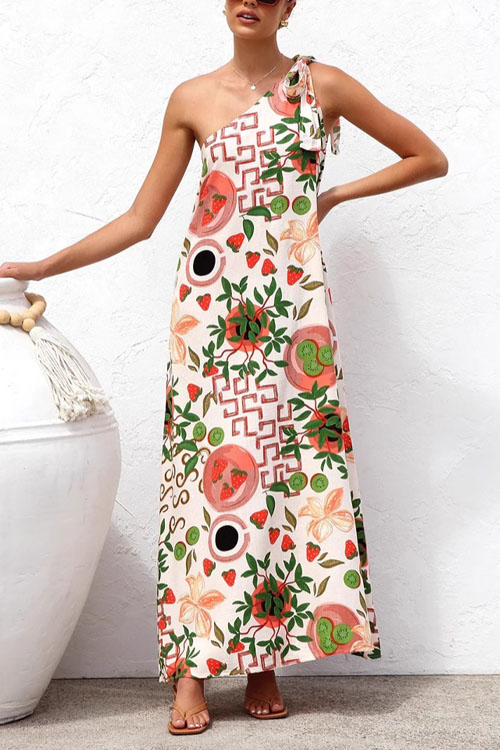 Nonnadress Lace-up Elegant Slant Shoulder Dress