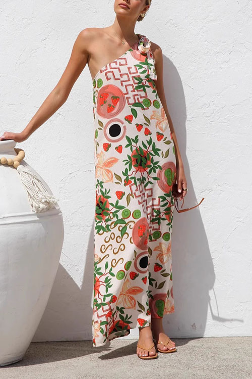 Nonnadress Lace-up Elegant Slant Shoulder Dress