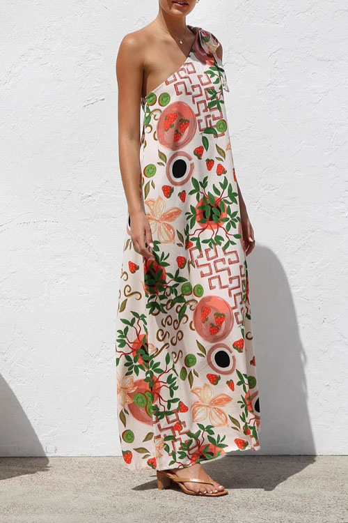 Nonnadress Lace-up Elegant Slant Shoulder Dress