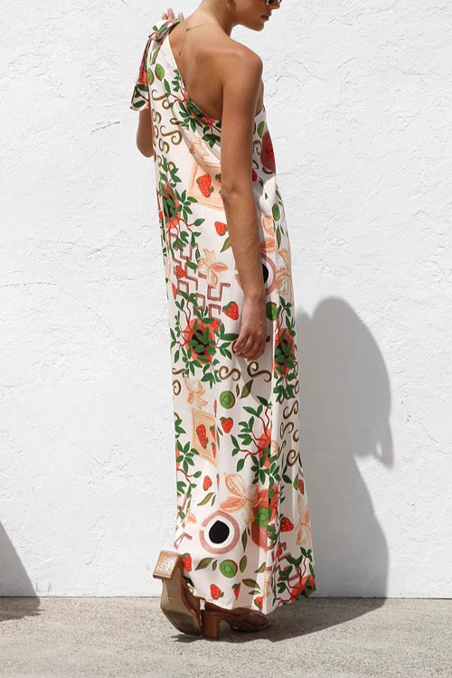 Nonnadress Lace-up Elegant Slant Shoulder Dress