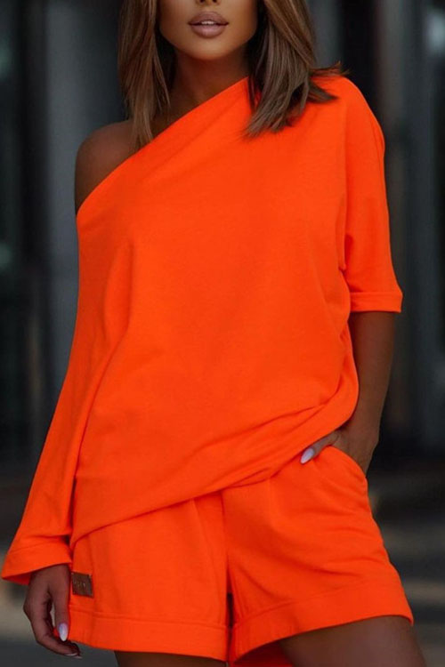 Nonnadress  One-piece off-the-shoulder loose collared two-piece set