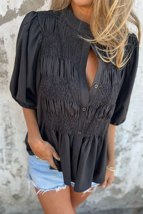 Nonnadress Round Neck Button Casual Fashion Short Sleeve Range Top