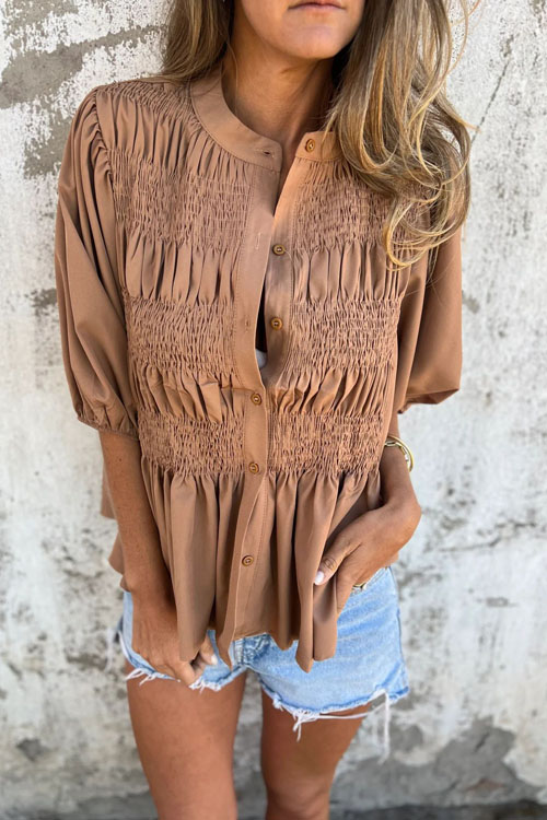 Nonnadress Round Neck Button Casual Fashion Short Sleeve Range Top