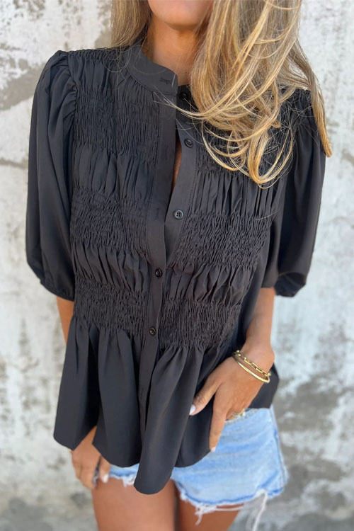 Nonnadress Round Neck Button Casual Fashion Short Sleeve Range Top