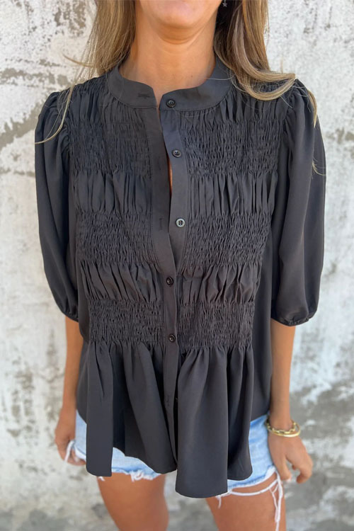 Nonnadress Round Neck Button Casual Fashion Short Sleeve Range Top