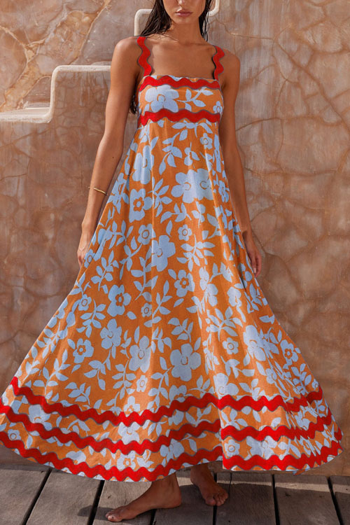 Kathiadress  Summer new style suspender printed long dress