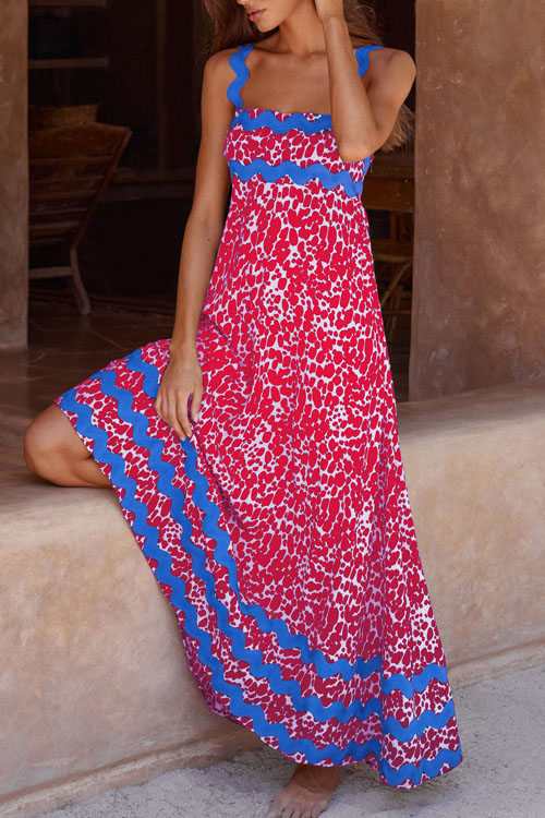 Kathiadress  Summer new style suspender printed long dress