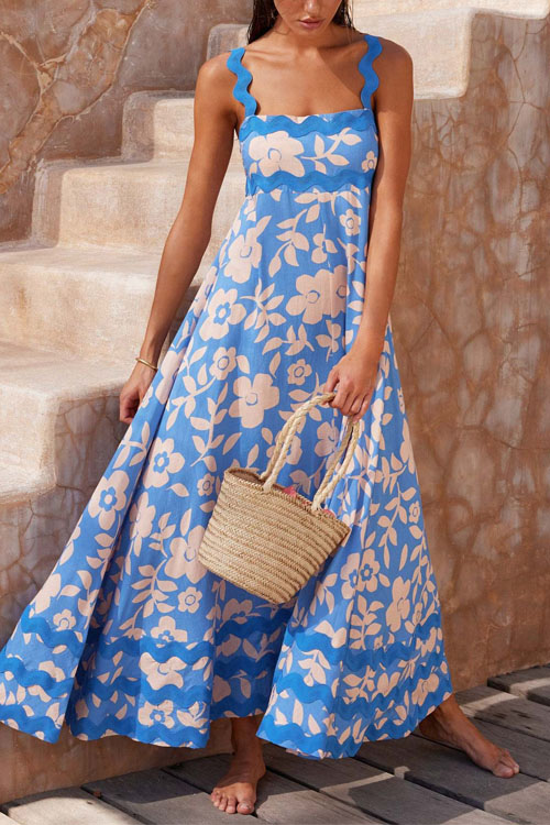 Kathiadress  Summer new style suspender printed long dress