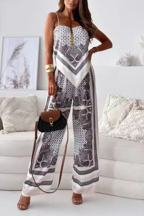 Nonnadress Printed Camisole Wrap & Positioned Flower Pants Set