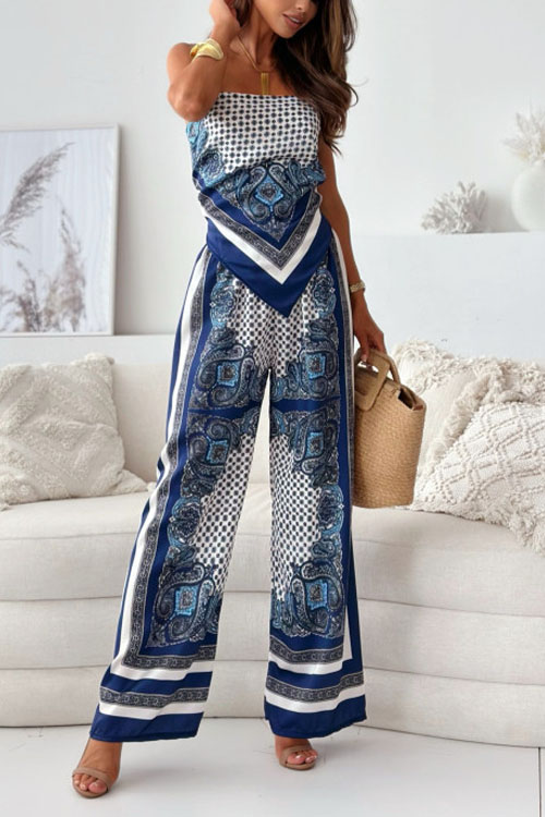 Nonnadress Printed Camisole Wrap & Positioned Flower Pants Set