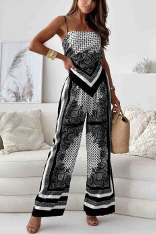 Nonnadress Printed Camisole Wrap & Positioned Flower Pants Set