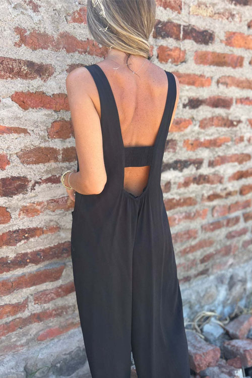 Nonnadress Button Insert Pockets Loose Casual Jumpsuit