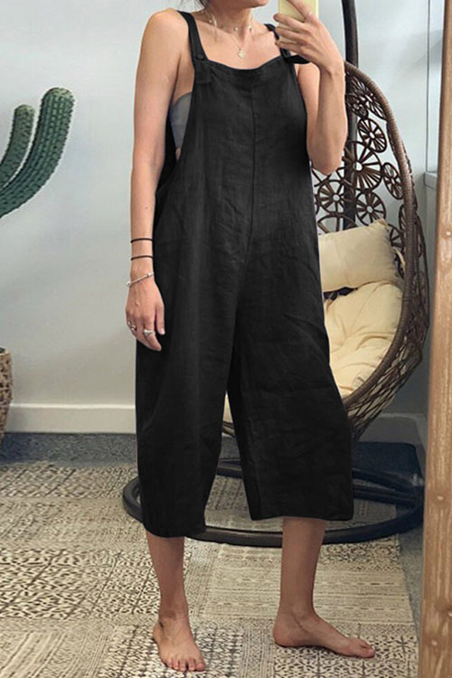 Nonnadress Cotton Seven Points Loose Casual Strappy Jumpsuit